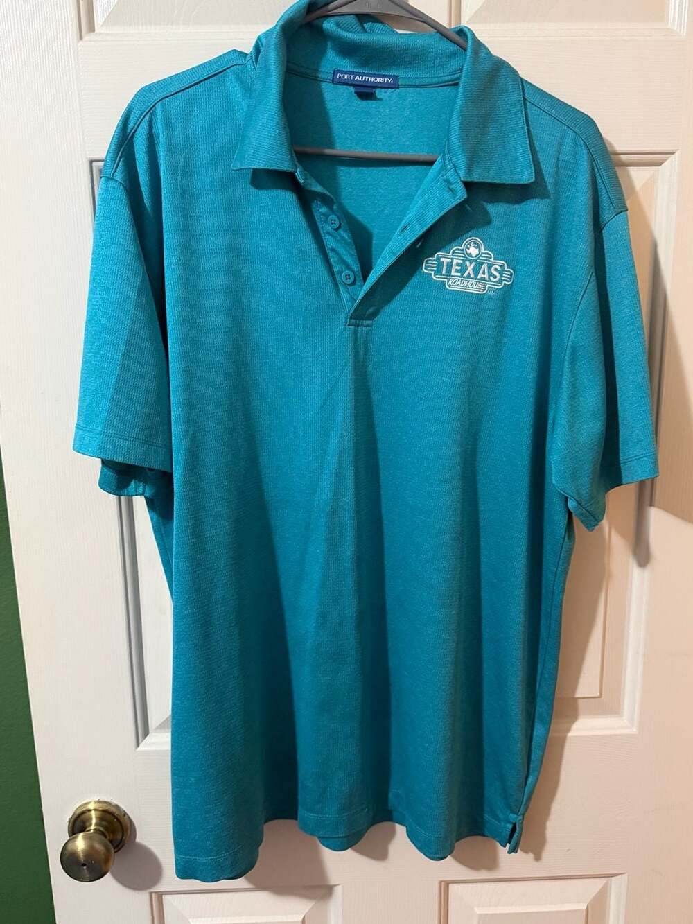 Port Authority Texas Roadhouse Polo Size XL Teal Blue Shirt